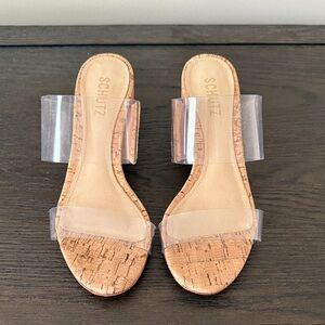 Schutz Women's Cork and Clear Sandals